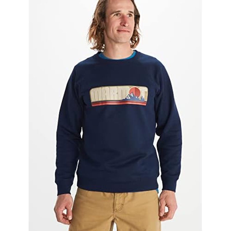MARMOT Men's Montane Crew Sweatshirt - Screen Printed Graphic on Warm, Breathable, Eco-Friendly Cotton/Poly Blend