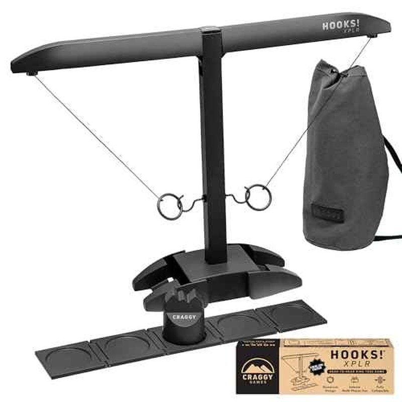 Craggy Games Ring Toss & Shot Ladder Game Hooks XPLR - Portable Aluminum Hook and Ring for Indoor/Outdoor Games - Family Game Night, Party Games, Travel, Multiplayer for Ages 12+