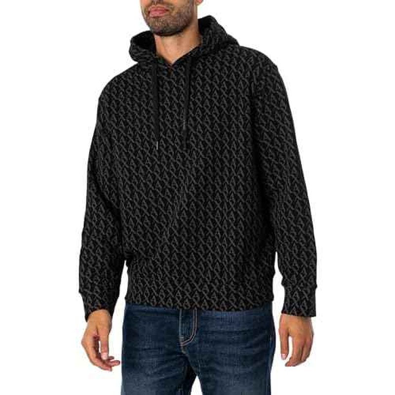 Armani Exchange mens All Over Print Cotton Hooded Sweatshirt