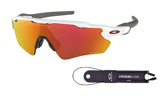 Oakley Radar EV Path OO9208 920872 38M Polished White/Prizm Ruby Sunglasses For Men+ BUNDLE Accessory Leash + BUNDLE with Designer iWear Eyewear Kit