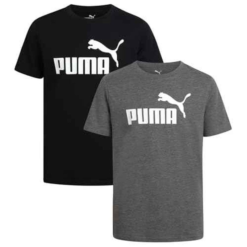 PUMA Boys T-Shirt - 2 Pack Casual Crewneck Short Sleeve Running and Gym Graphic Tee Shirts for Boys with Logo Print (S-XL)