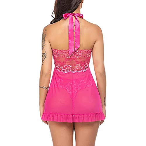 Generic sexy lingerie for women naughty sexLace Lingerie for Women Front Closure for Sex Babyboll for Sex Naughty See Through Teddy Pajamas Cute Honeymoon Nightwear, 3X-Large, 4#hot Pink