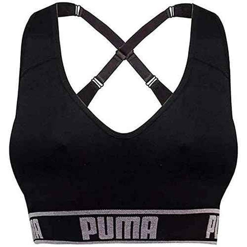 Puma Ladies Sports Bra Extra Large Size, 2 Count, Black-Gray