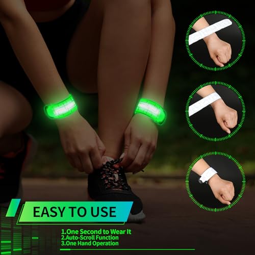 2PCS LED Armband for Running Walking at Night, High Visibility Reflective Running Gear Rechargeable LED Armband Light Up Arm Bands for Men Women Kids Night Cycling Walking Joggers Running Safety Gear