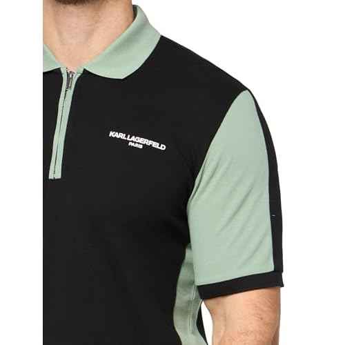 KARL LAGERFELD Paris Men's Collared Short Sleeve Color Blocking Polo