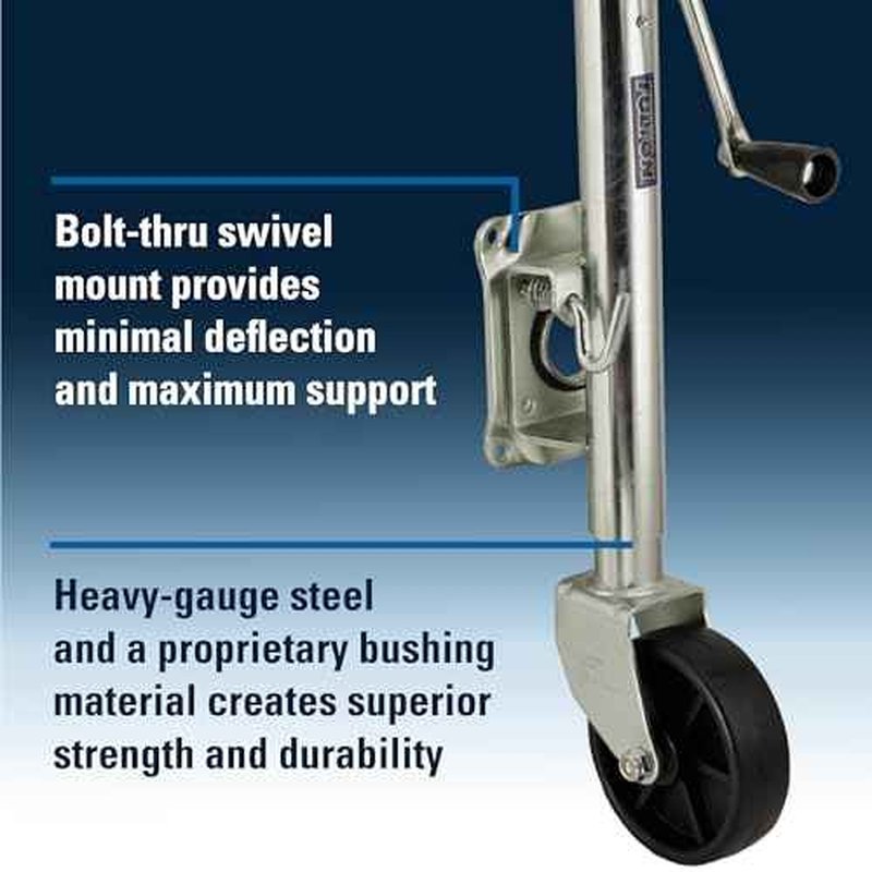 Fulton TJ12000101 Marine Trailer Jack, 1,200 lbs. Lift Capacity, Sidewind, Bolt-On Side Mount, 10 Inch Travel