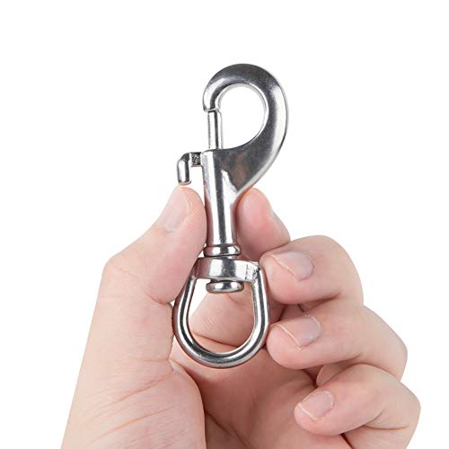 AOWESM Swivel Eye Bolt Snap Hooks, Marine Grade Stainless Steel 316 Scuba Diving Clips, Heavy Duty Single Ended Trigger Clasp Pet Buckle Flagpole Clips (2 Pieces) (80MM Silver)