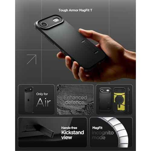 Spigen for iPhone Air Case, Tough Armor T MagFit [Camera Control Button] [Compatible with Magsafe] - Black