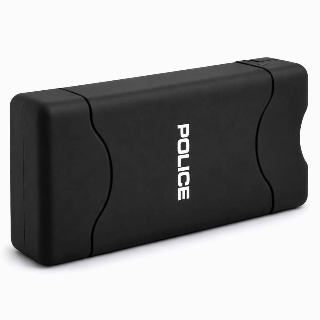 POLICE Stun Gun for Self Defense 800 Mini Rechargeable LED Flashlight Black