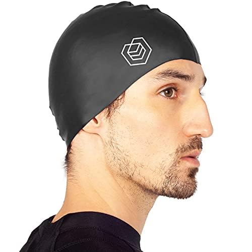 SOUL CAP - Swimming Cap - Designed for Short and Regular Hair - Unisex - Women’s & Men’s Swim Cap - Silicone (Black)