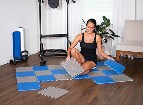 9HORN Exercise Mat/Protective Flooring Mats with EVA Foam Interlocking Tiles and Edge Pieces Suitable for Gym Equipment, Yoga, Surface Protection (Orange, 12 Tiles (~12sqf))