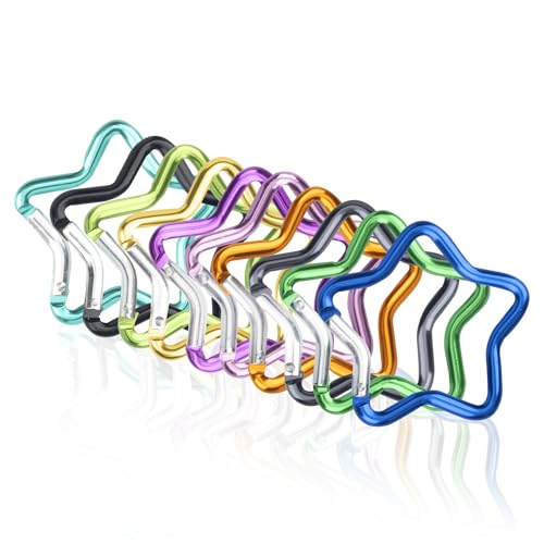 SWATOM Aluminum Star Shape Carabiner Clip Spring Snap Hook Keyring Carabiners Keychains Outdoor Accessories (2.6 Inch)