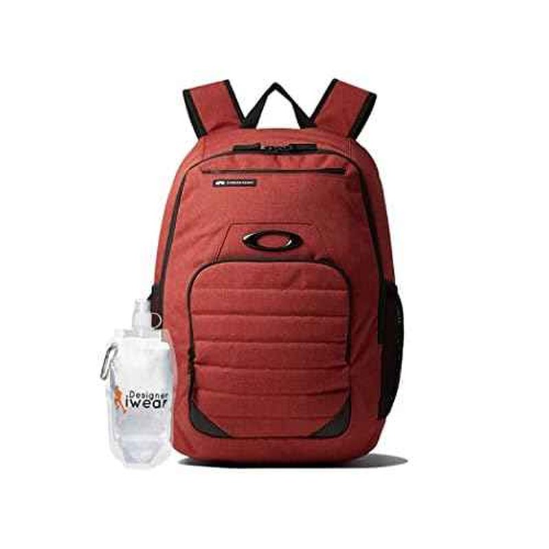 Oakley Men's 25L Enduro 4.0 25L Iron Red Backpack for Hiking Backpacking Camping + BUNDLE with Water Bottle with Carabiner