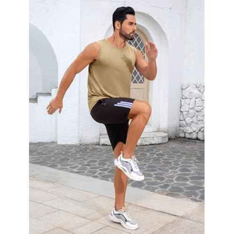 Runcati Mens Sleeveless Tank Tops Workout Cut Off Shirt Muscle Athletic Gym Summer Beach T Shirts