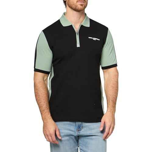 KARL LAGERFELD Paris Men's Collared Short Sleeve Color Blocking Polo