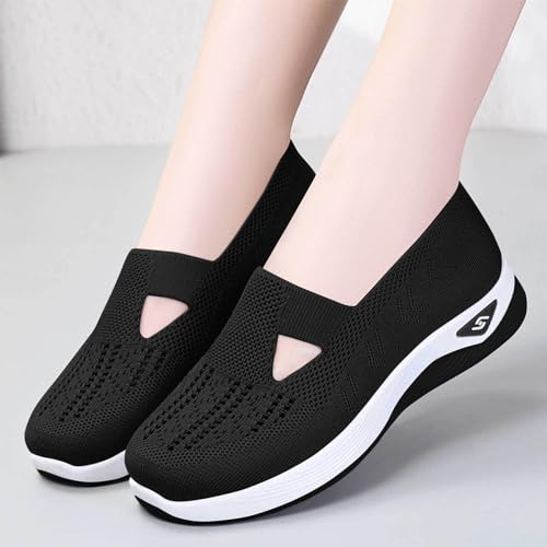 Generic Womens White Sneakers Women's Slip on Sneakers Shoes Woven Orthopedic Breathable Soft Shoes Walking Diabetic Foam Shoes Hands Free Slip in V-667 Gray 5.5