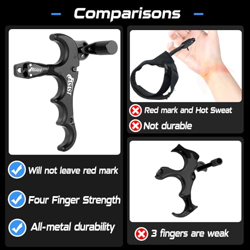 3 Finger Black Bow Release,Aluminum 360°Rotatin,Archery Release Trigger,Bow Release for Compound Bow,Archery Thumb Release for Compound Bow,Compound Bow Release,Bow Thumb Release,Bow Trigger Release