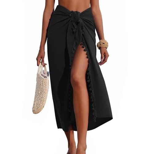 AI'MAGE Sarong Wraps for Women Long Beach Swimsuit Cover Up Swimwear Pareo with Tassels Bikini Skirt Coverup for Bathing Suit