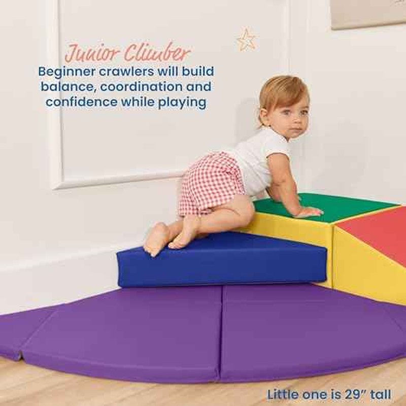 ECR4Kids SoftZone Junior Adventurer's Summit Ramp, Corner Climber, Assorted, 4-Piece