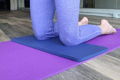 SukhaMat Yoga Knee Pad - NEW! 15mm (5/8") Thick - The best yoga knee pad for a pain free practice. Cushions pressure points. Complements your full-size yoga mat. (Dark Blue)