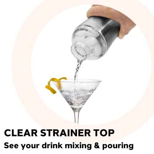OGGI Groove Insulated Cocktail Shaker-17oz Double Wall Vacuum Insulated Stainless Steel, Tritan Lid has Built In Strainer, Ideal Cocktail Mixer, Martini Shaker, Margarita Shaker, Gold Marble