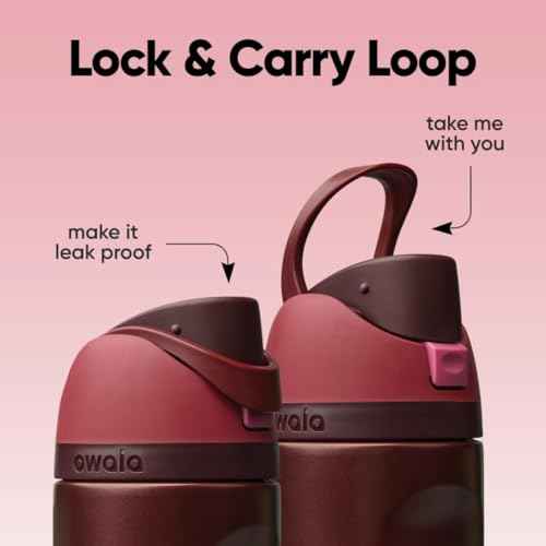 Owala FreeSip Insulated Stainless Steel Water Bottle with Straw, BPA-Free Sports Water Bottle, Great for Travel, 24 Oz, Black Cherry