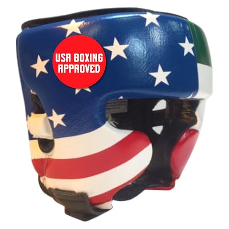 Ringside Competition Boxing Headgear, USA Boxing-Approved Leather Headgear with Cheek Protection, Great for MMA, Muay Thai, Kickboxing, and Training, Ideal for Men and Women, USA/Mexico, Large