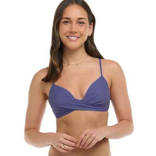 Body Glove Womens Smoothies Kerry Solid Twist Front Bikini Top Swimsuit with Adjustable 2-Way Back Detail