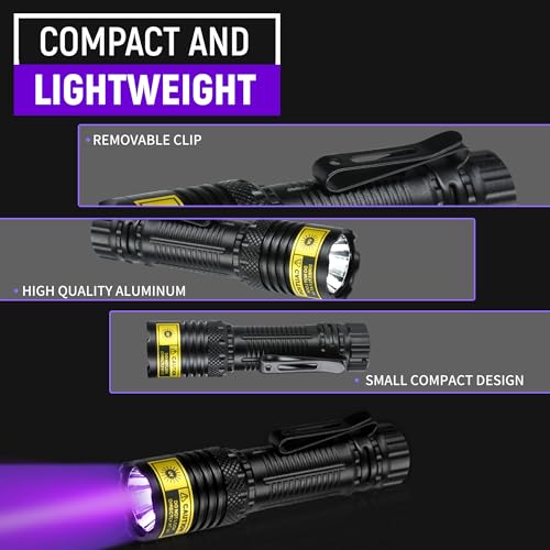 UV Flashlight Black Light USB Rechargeable 395nm Blacklight Mini, Wood's Lamp Portable Handheld Powerful LED Ultraviolet Lights Flashlights, for Resin Curing, Uranium Glass, Pet Dog Urine Detection