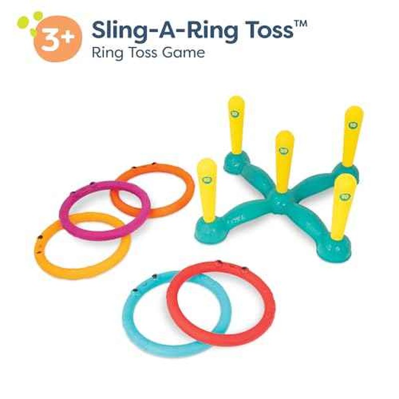 B. toys ? Ring Toss Game ? Indoor & Outdoor ? Sling ? a ? Ring Toss ? 12 Pieces ? 5 Pegs & 5 Colorful Rings ? for Toddlers, Kids ? 3+ Years