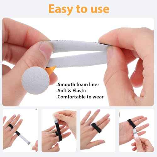Buddy Tape Finger Straps, 10 Pcs Finger Buddy Wraps With Padded, Hook and Loop Pinky Fingers Tapes Splint for Injured, Jammed, Swollen Fingers Support, Washable and Reusable