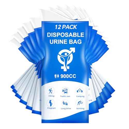 Disposable Urine Bag, 12PCS Pee Bags for Travel for Women Men, 900ML Portable Urinal Bags and Vomit Bags, Unisex Urinal Bag for Camping, Road Trip, Traffic Jam, Pregnant, Kid, Patient