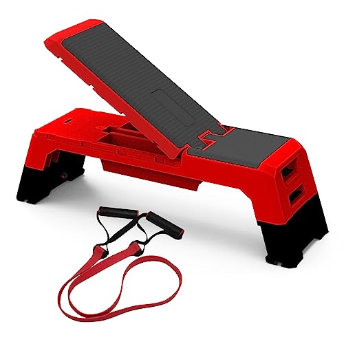 Modern-Depo Step Platform Cardio Exercise Equipment Workout Fitness Aerobic Deck Stepper with Resistance Bands Home Gym Adjustable Trainer Balance Board Dumbbell Bench