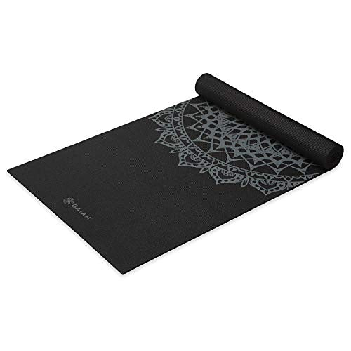 Gaiam Yoga Mat - 5mm Thick Yoga Mat - Non-Slip Exercise Mat for All Types of Yoga, Pilates & Floor Workouts - Textured Grip, Cushioned Support, Variety of Designs (24 x 68 inches long), Dovetail Sundial