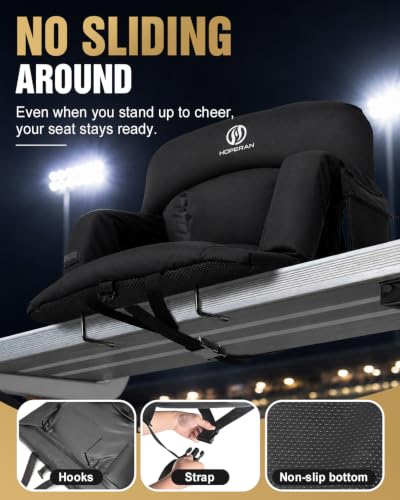 HOPERAN Deep Black 23-Inch Stadium Seats for Bleachers, 4.3-Inch Thick Sofa-Style, 2-Pack