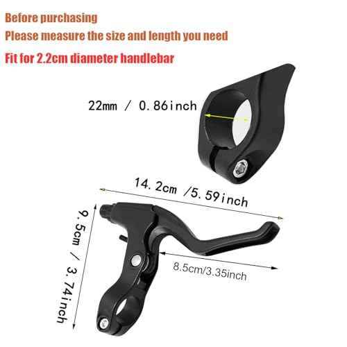 Generic A Pair Bicycle Brake Lever Bike Brake Handle Bike Brake Levers of Universal Aluminum Alloy Bike Cycling Equipment Accessory for Mountain Road Folding Mountain Kids Bike 2.2cm Diameter (Black)