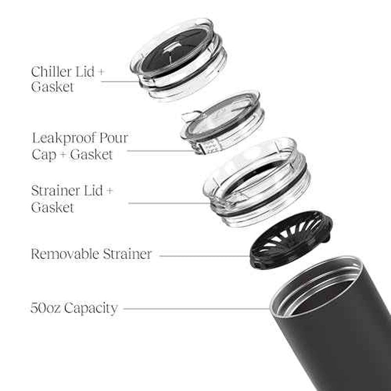 Br?Mate Togosa 2-in-1 Wine Chiller Bucket or Champagne Bucket & 100% Leakproof Pitcher | Portable Cooler Fits Most Wine, Champagne, & Liquor Bottles | Perfect Wine Gifts | 49oz (Ice White)