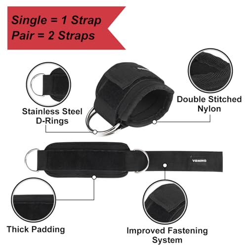 Ankle Straps for Cable Machines and Exercise Handles — Replacement Fitness Equipment for Strength Trainer. Gym Attachments for Leg Extensions, Heavy Duty Working Out Handles Accessories.