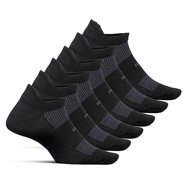 Feetures High Performance Ultra Light Ankle Sock - No Show Socks for Women & Men with Heel Tab - Black, Small - (6 Pair)