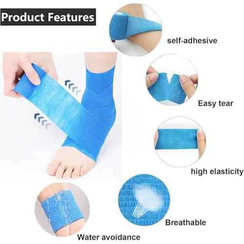 24 Pack Self Adhesive Bandage Wrap 2 Inch x 5 Yards Non-Woven Bandage,Vet Wrap Breathable Elastic Self-Adherent Tape for Stretch Athletic, Sports, Wrist, Ankle (Pets Too)(Mix)
