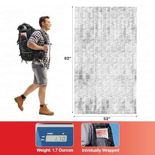 9 Pack Emergency Blankets, Outdoor Survival Emergency Insulated Gear, Mylar Thermal Space Insulated Blanket, Perfect for Camping, Hiking, Running, Marathon, Wilderness Rescue or First Aid