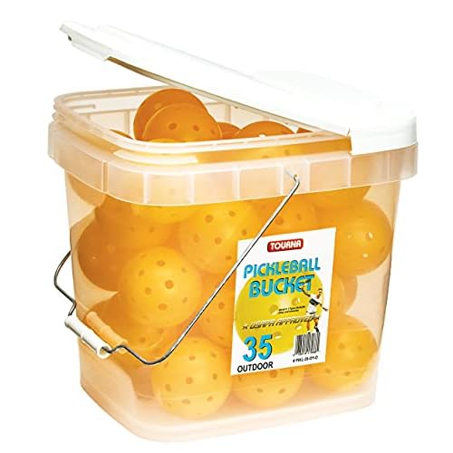 Tourna Strike Bucket of Pickleballs (35 Outdoor Balls), Yellow