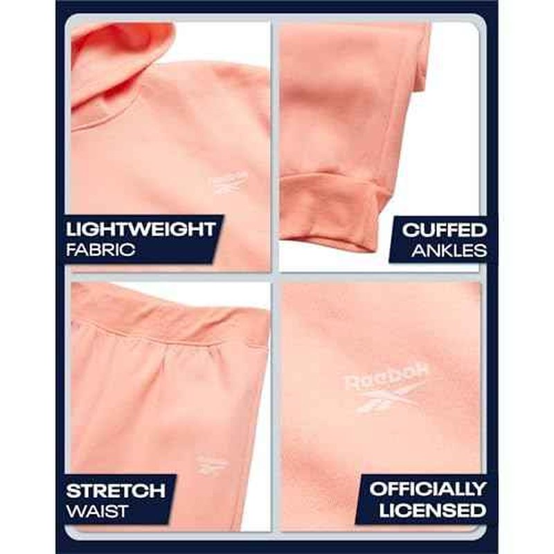 Reebok Girls Sweatsuit Set - 2 Piece Soft Long Sleeve Hoodie Sweatshirt and Sweatpants for Girls - Athletic Sweatsuit, Size 7, Peach