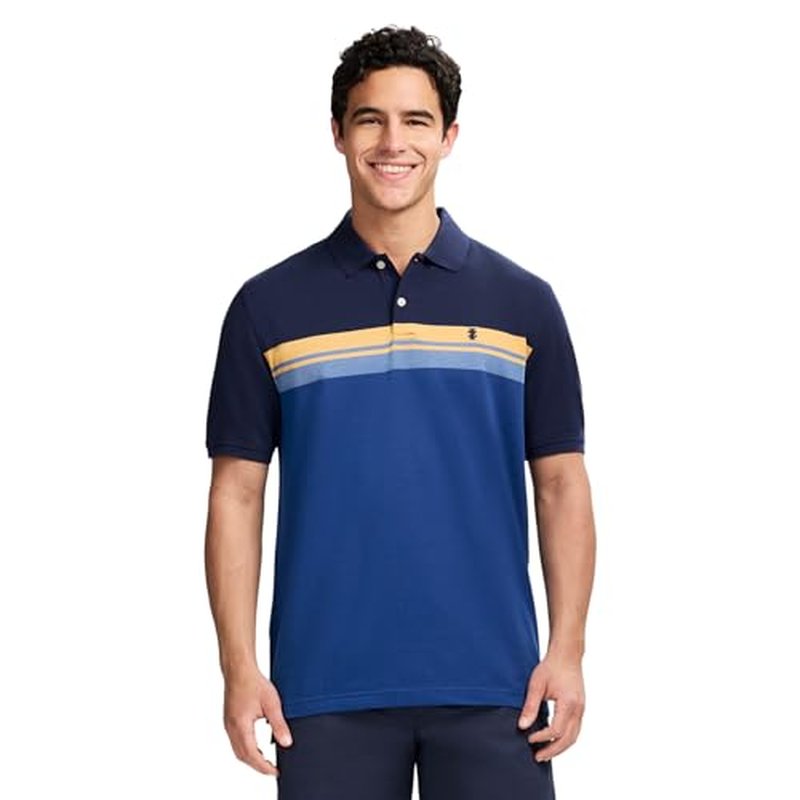 IZOD Men's Advantage Performance Short Sleeve Stripe Polo Shirt