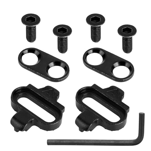 Black Bike Cleats Clips Replacement, Cycling Cleats for Indoor Cycling Spinning Biking Compatible with Shimano MTB SPD SM-SH51 and Look X-Track Pedals Parts