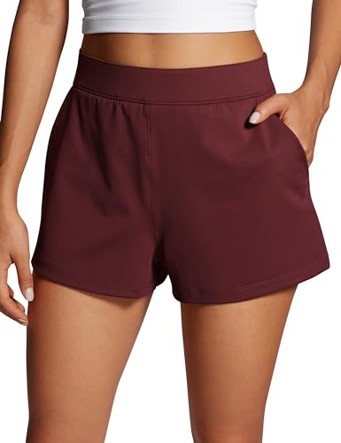 CRZ YOGA 4-Way Stretch Womens Shorts Casual Comfy High Waisted Golf Hiking Lounge Athletic Short with Pockets Black X-Small