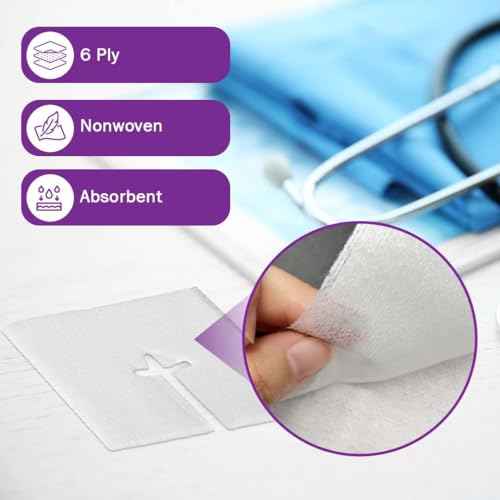 Split Gauze Sponges 4x4 Sterile - 1 Pack of 50 6 Ply Feeding Tube Pads - Drain Sponges for Catheters, IVs, Tracheostomy, and G Tubes