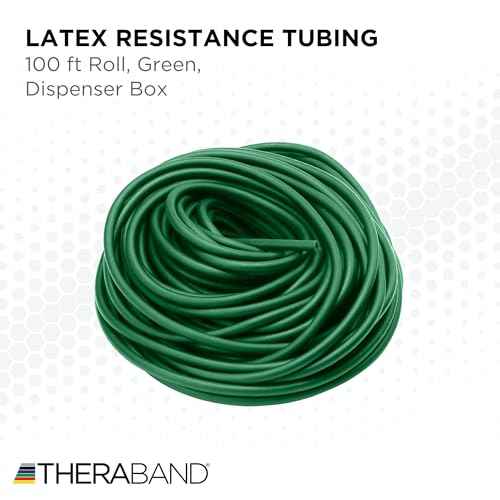 THERABAND Latex Resistance Tubing, Red, Medium Level 2, 100 ft Roll, Professional Grade Resistance Band for Exercise, Upper and Lower Body Workouts, Cut-to-Length, Color-Coded Levels