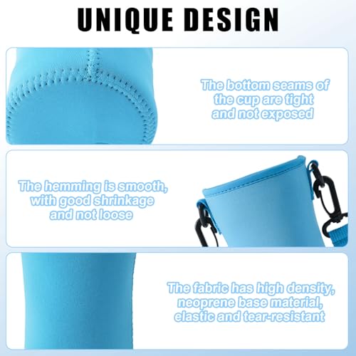 2 Pcs Neoprene Water Bottle Sleeve for Cirkul Water Bottle 32 Oz, Carrier With Strap for Cirkul, Insulated Sleeve for Plastic & Stainless Steel Bottles Black/Blue