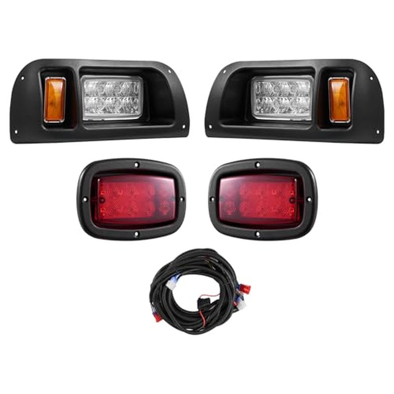 VEVOR Golf Cart Light Kit, 12 Volt, LED Headlight and Tail Light Kit with Wiring Harness, Switch, Zip Ties, ABS Housing, High-Brightness, Waterproof and Dustproof, Fit for EZGO TXT 1996-2013 Models